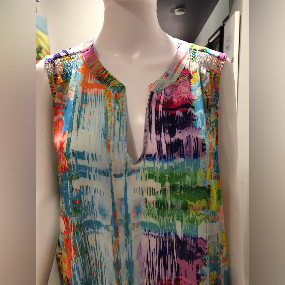 Multicolor Abstract RENUAR Print Sleeveless Women's Top
Size XXL